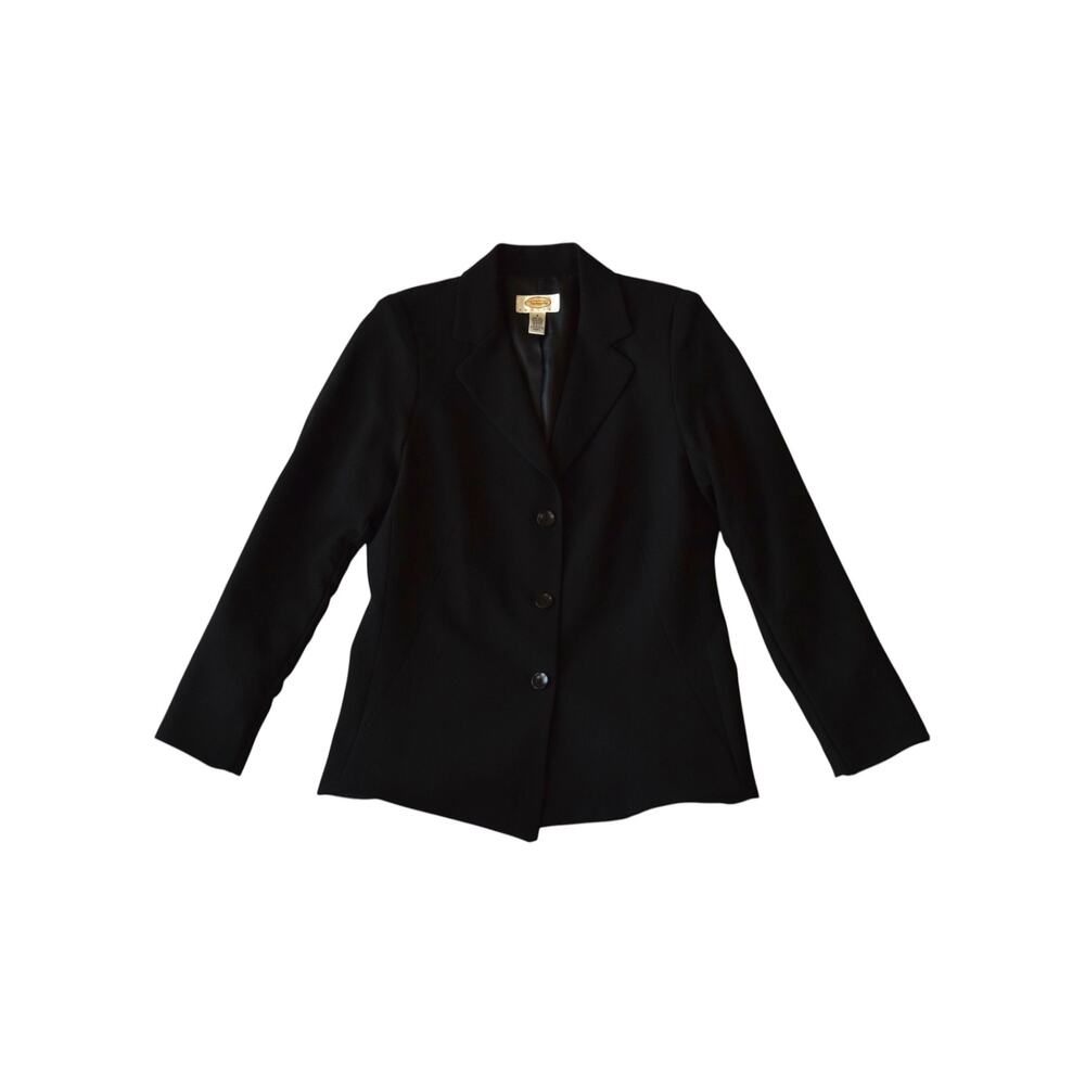 Vintage Talbots Petites Black Wool Blazer Jacket Size 8P